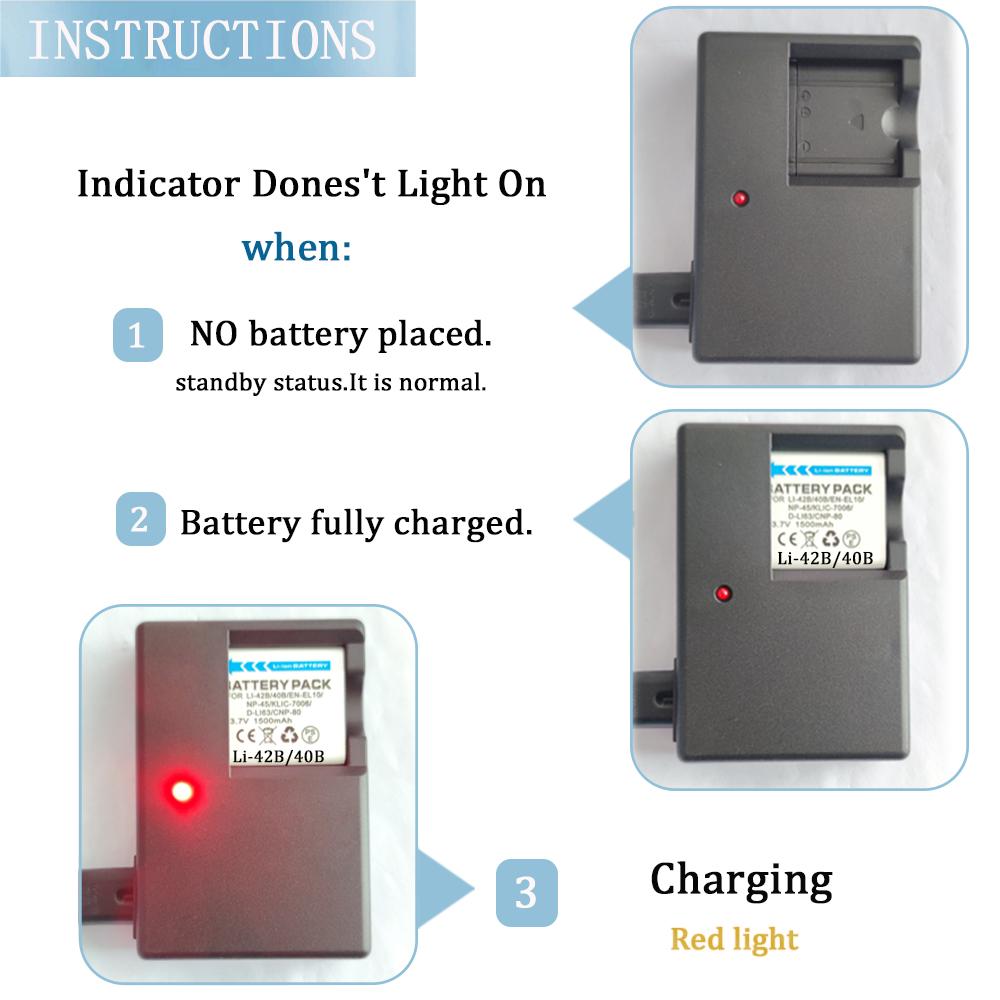 LI-40C Charger for Camera Olympus LI-42B,LI-40B,LI-41C,EN-EL10,NP-45,KLIC-7006,D-LI63,CNP-80 Battery Charger LI40B,LI42B,LI40C