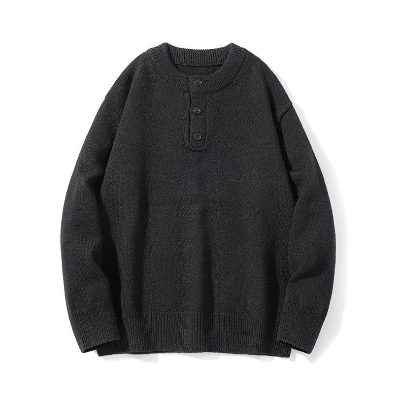 Men's High-Grade Henley Knitwear Hoodie Sweater - Autumn/Winter 2025 Collection