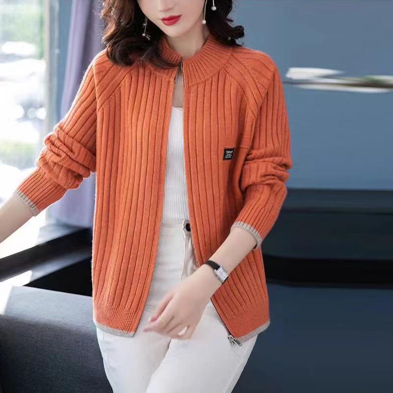 Women's Knitted Cardigan: Spring/Autumn 2025, Stylish Loose-Fit, Long Sleeve, Casual Zipper Sweater Jacket