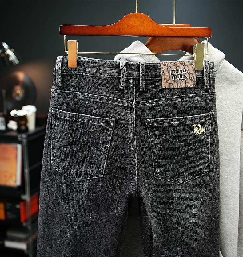 Men's Thickened Fleece-Lined Slim-Fit Stretch Jeans - Trendy, Warm, Versatile, Casual Straight-Leg Pants