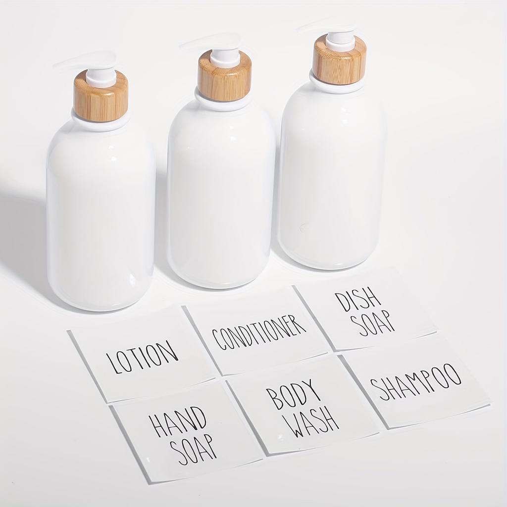 Dozownik do szamponu i odżywki - Zestaw 3 - 16 oz Butelka z pompką wielokrotnego użytku Dozownik do łazienki z 6 wodoodpornymi naklejkami