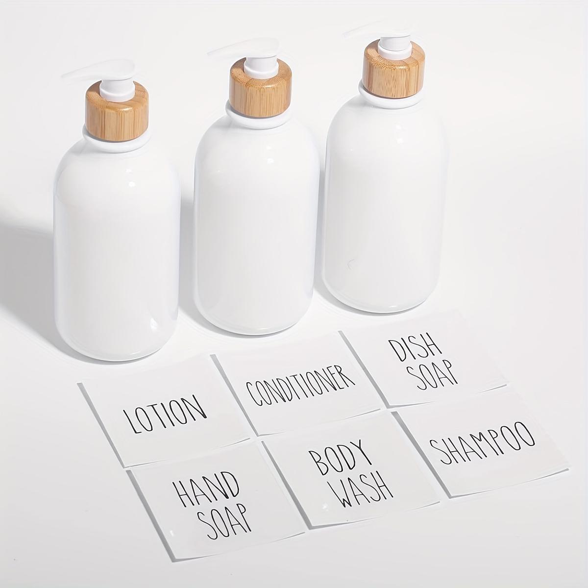 

Shampoo and Conditioner Dispenser-Set of 3-16 oz Reusable Pump Bottle Dispenser for Bathroom with 6 Waterproof Stickers
