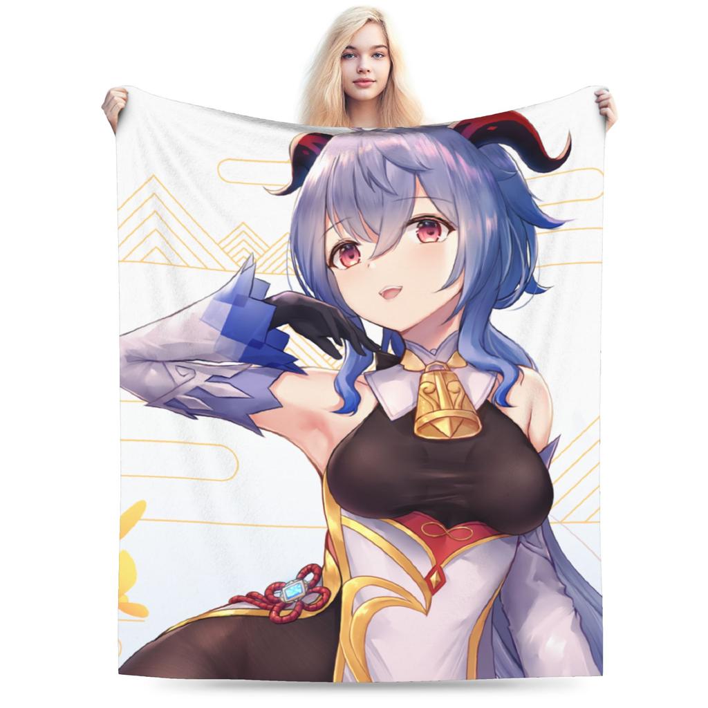 Genshin Impact Venti Blankets Velvet Summer Air Conditioning Barbatos Anime Multi-function Warm Throw Blanket for Bed Car Quilt