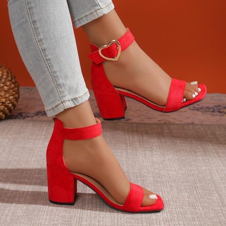 New Thick Heel Medium Heel Shoes with Open Toe Sandals Women's Shoes