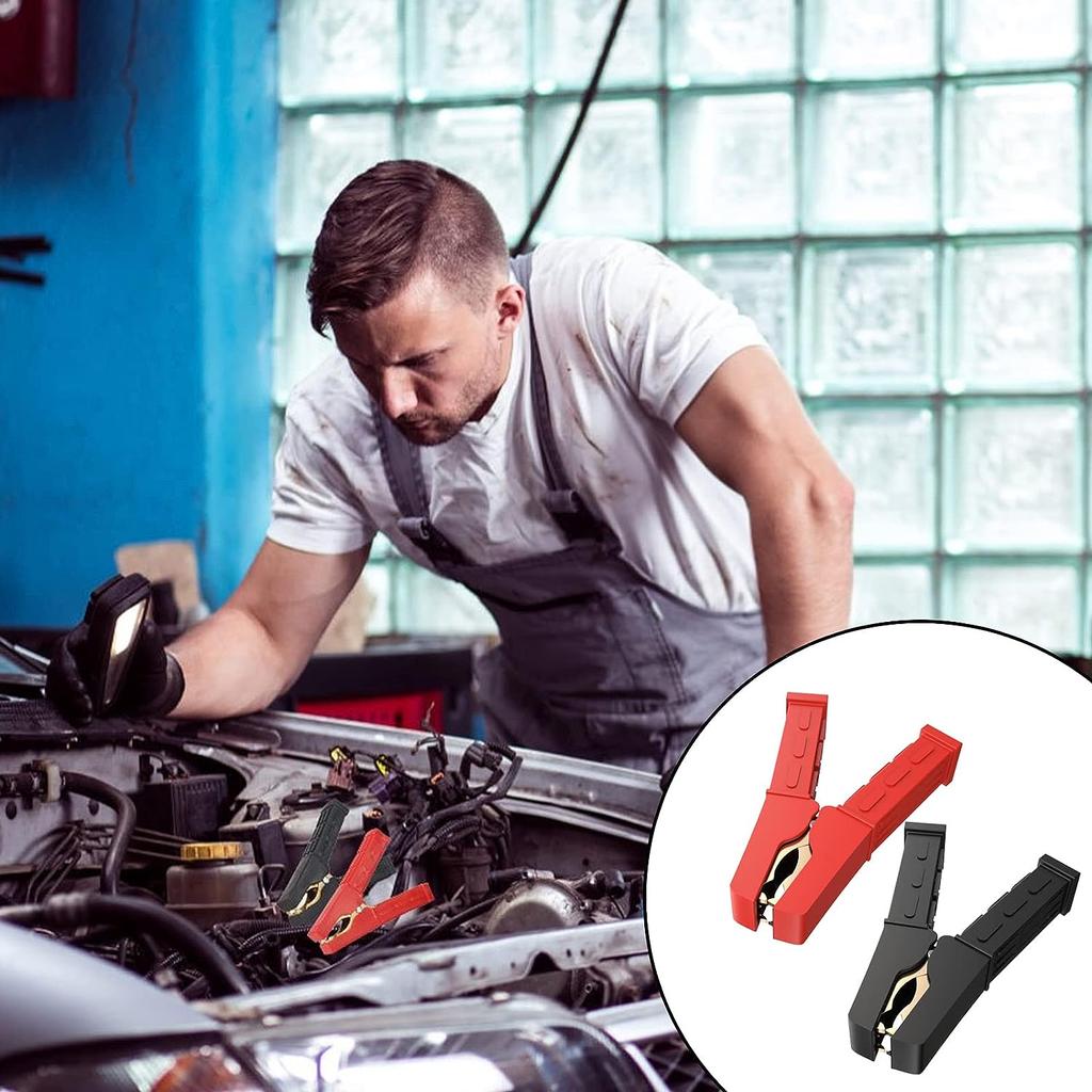 Jump Starter Leads Car Battery Clips, 4 Pieces Car Battery Pure Copper Insulated 200A Battery Clamps Battery Pliers for Jump Lead