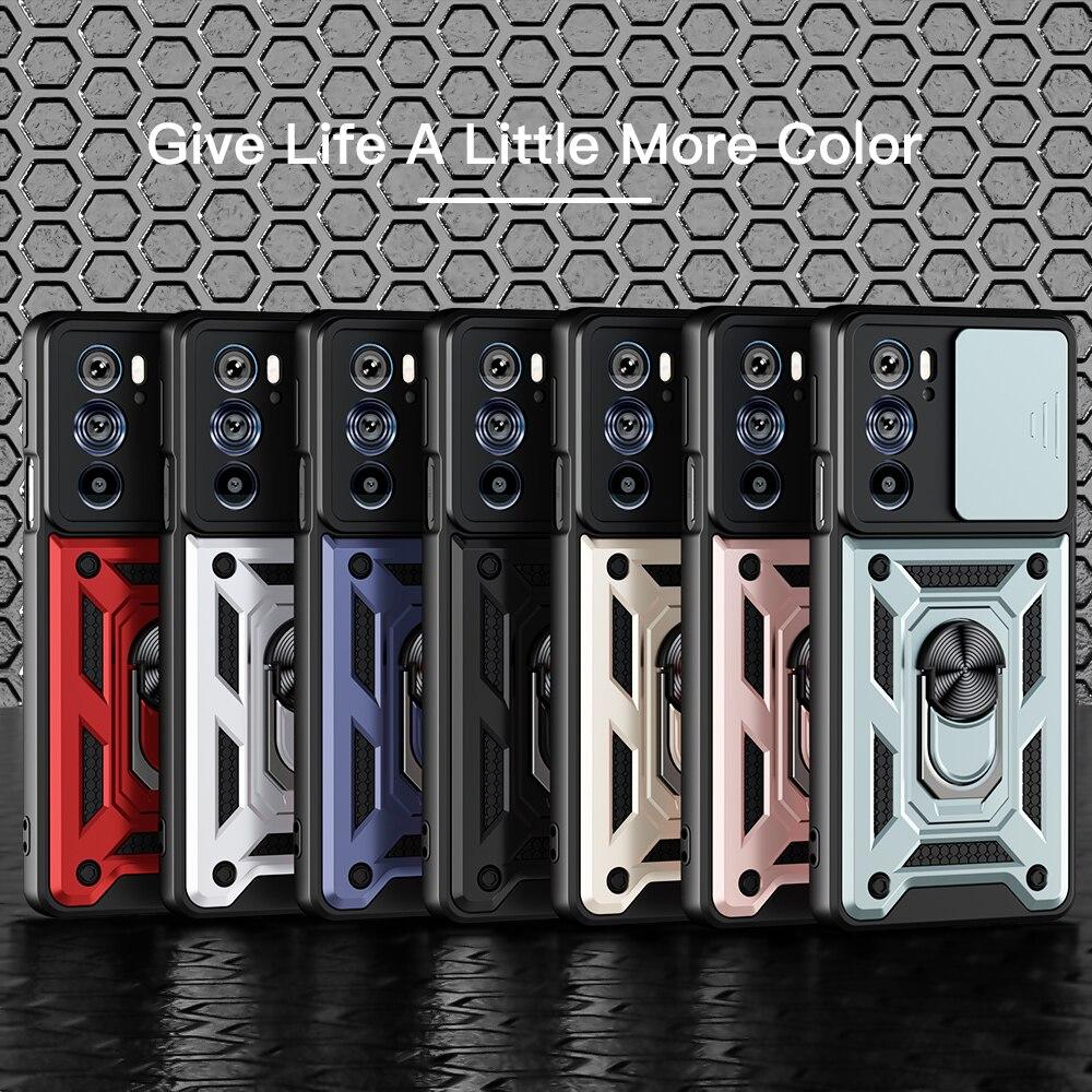 KEYSION Capa à prova de choque para Motorola Edge 30 Pro 20 Lite 20 Fusion S30 Push Pull Camera Protection Phone Cover para MOTO G200