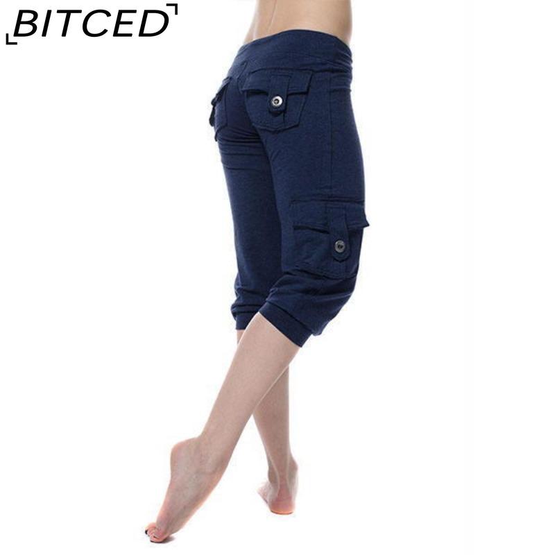 BITCED Dámské módní ležérní jednobarevné kalhoty a capris