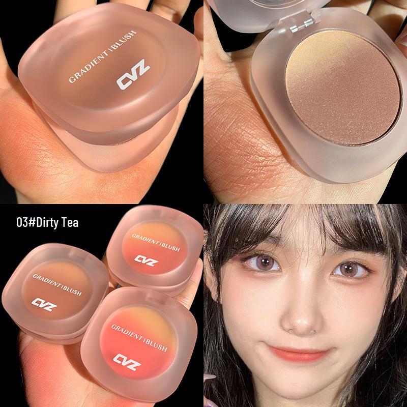 

CVZ Three-Color Gradient Blush - Natural Nude, Brightening & Contouring Powder in Dirty Tea Pink Rouge.
