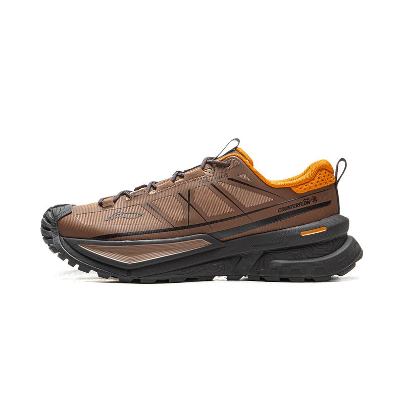 New LiNing CF Tracing, Xingchuan SE Cushioning Support Balance Low Top Hiking Shoes Unisex Brown Ice Orange AHTV015-14
