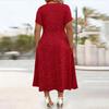 Glitter Sparkly Summer Dress for Women Twist Front V Neck Flowy Beach Sundress Short Sleeve A-line Swing Long Dress
