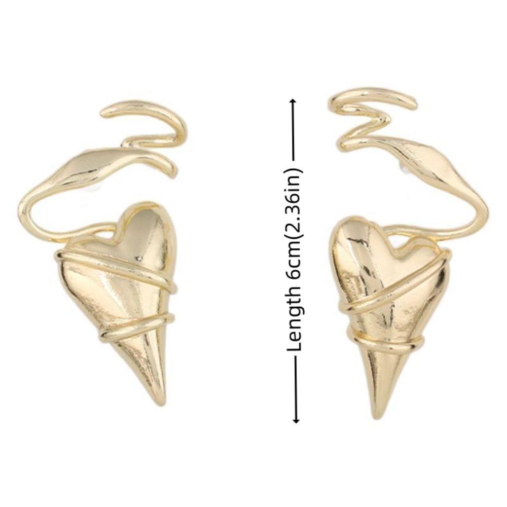 Twined Metal Eardrop Irregular Exaggerated Earrings Temperament Heart Earrings  Party