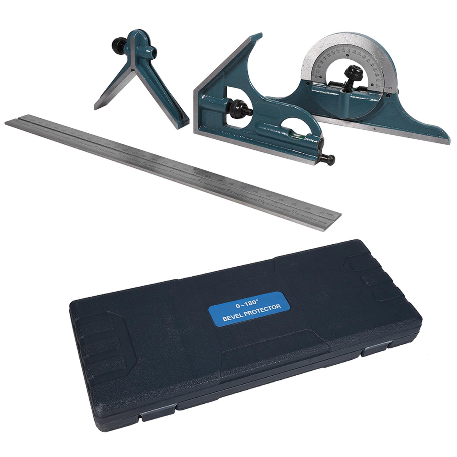 

Stainless Steel Universal Bevel 180 Degree Angle Combination Square Protractor Ruler Set Angle Finder