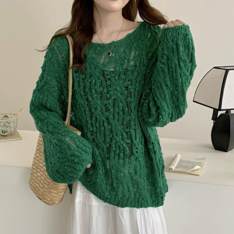 

DIMANAF 2025 Свитеры Кардиган Осень Носить на выход Пуловер Женщины Принт O-образный вырез Свитеры Вязание Свободный Розовый Свитер one size