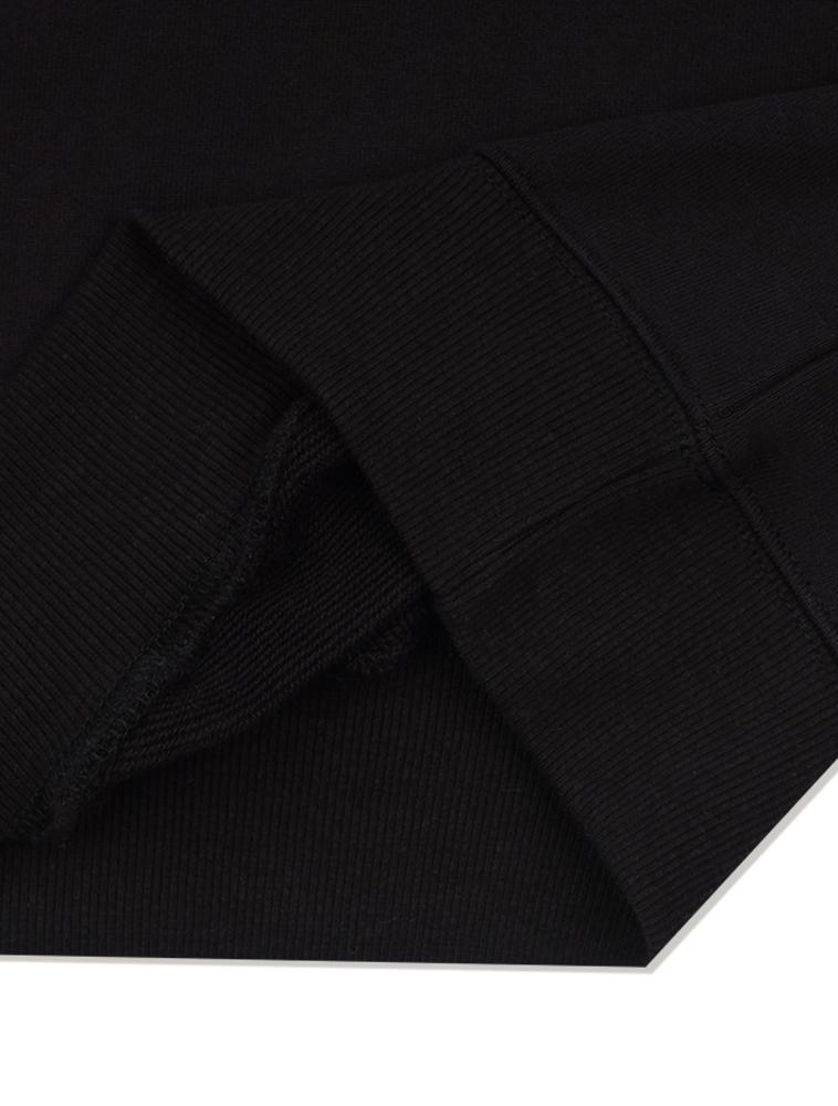 LA MAISON STUDIO Women'S Crop V-Neck Sporty Heavy Terry Sweatshirt Black (Fcd3Ts709W)