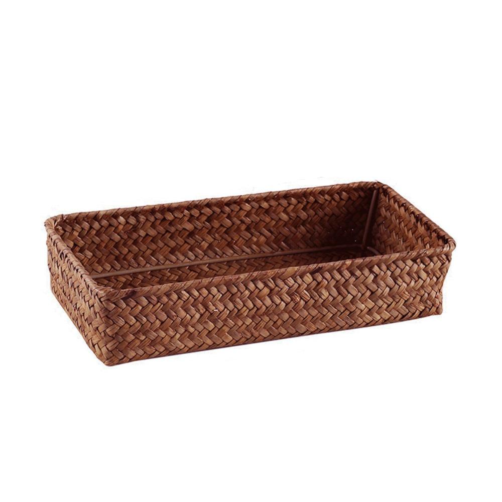 Woven Pattern Storage Basket Grass Vegetables Candy Snacks Display Basket Organizer Rectangle Organization Box Home Shop Hotel