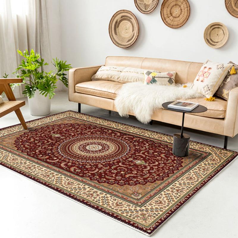 Retro Europäischer Teppich Wohnzimmer Große Fläche Dekoration Sofa Bereich Teppiche für Schlafzimmer Garderobe Rutschfeste Bodenmatten