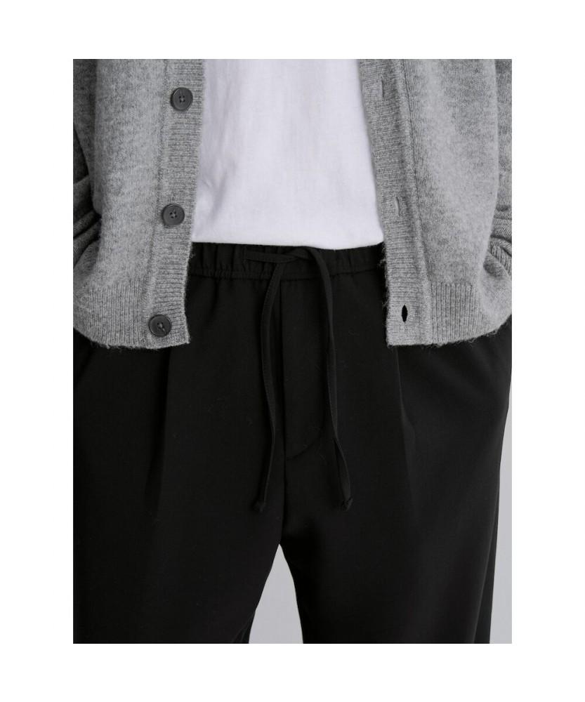 8SECONDS [Everyday Slacks] Fleece-Lined Wide Fit Elastic Waist Slacks - Black