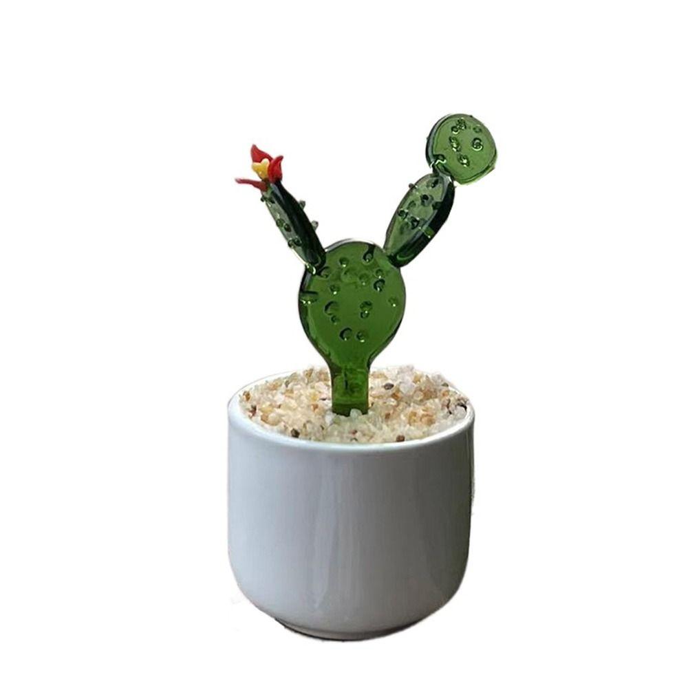 Creatieve Handgemaakte Glazen Potplanten Bloemen Ornament Platte Bodem Schattige Mini Bonsai Levendig Draagbaar Glazen Boeket Beeld Thuis