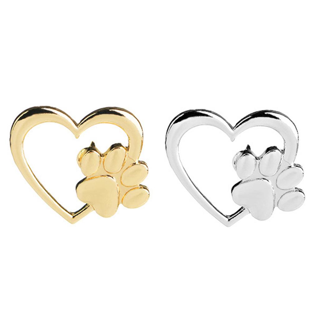 2pcs Heart with Paw Badge Brooch Dripping Oil Paw Brooch Badge Pin for Jewelry Making Clothes Bags Supplies