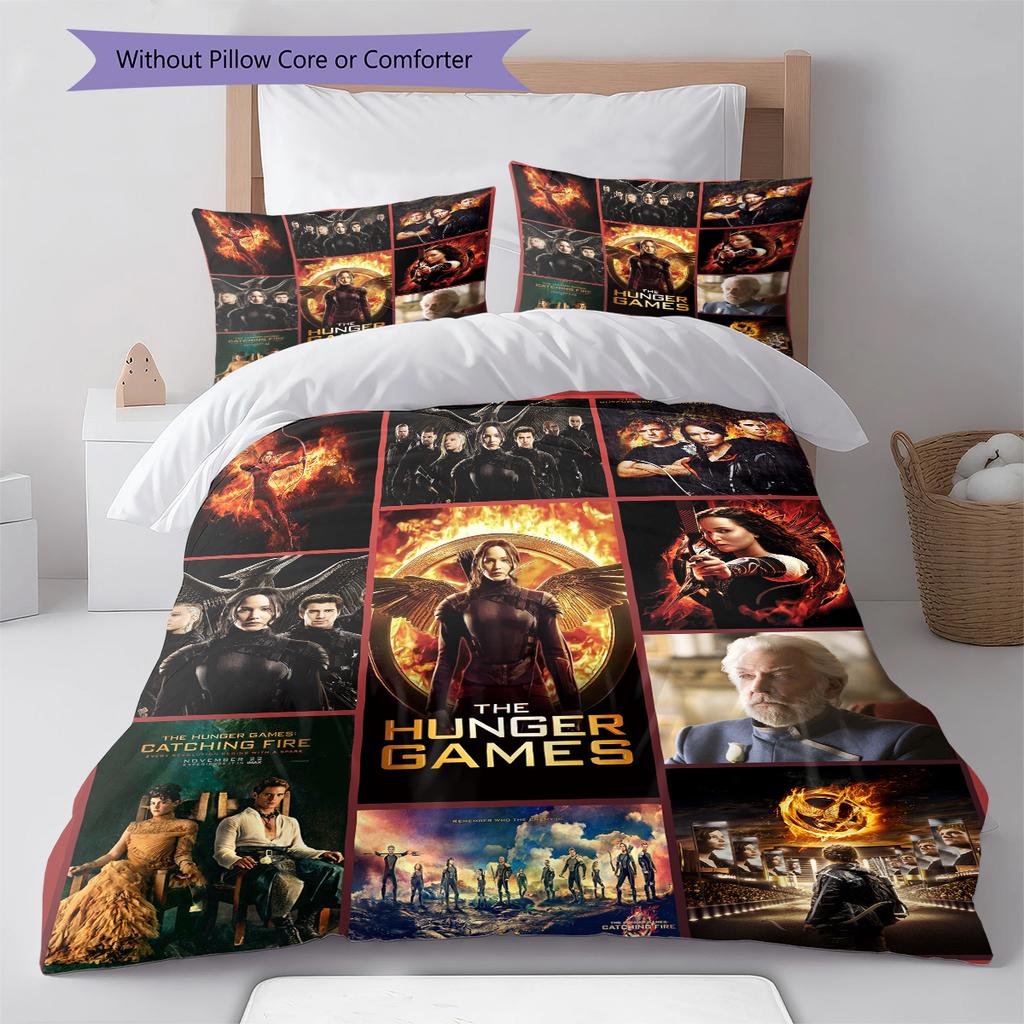 Movie Puzzle Pattern Bedding Quilt Set Quilt Cover Pillowcase Home Decoration Gift (1 * duvet cover + 2 * pillowcase, without core)