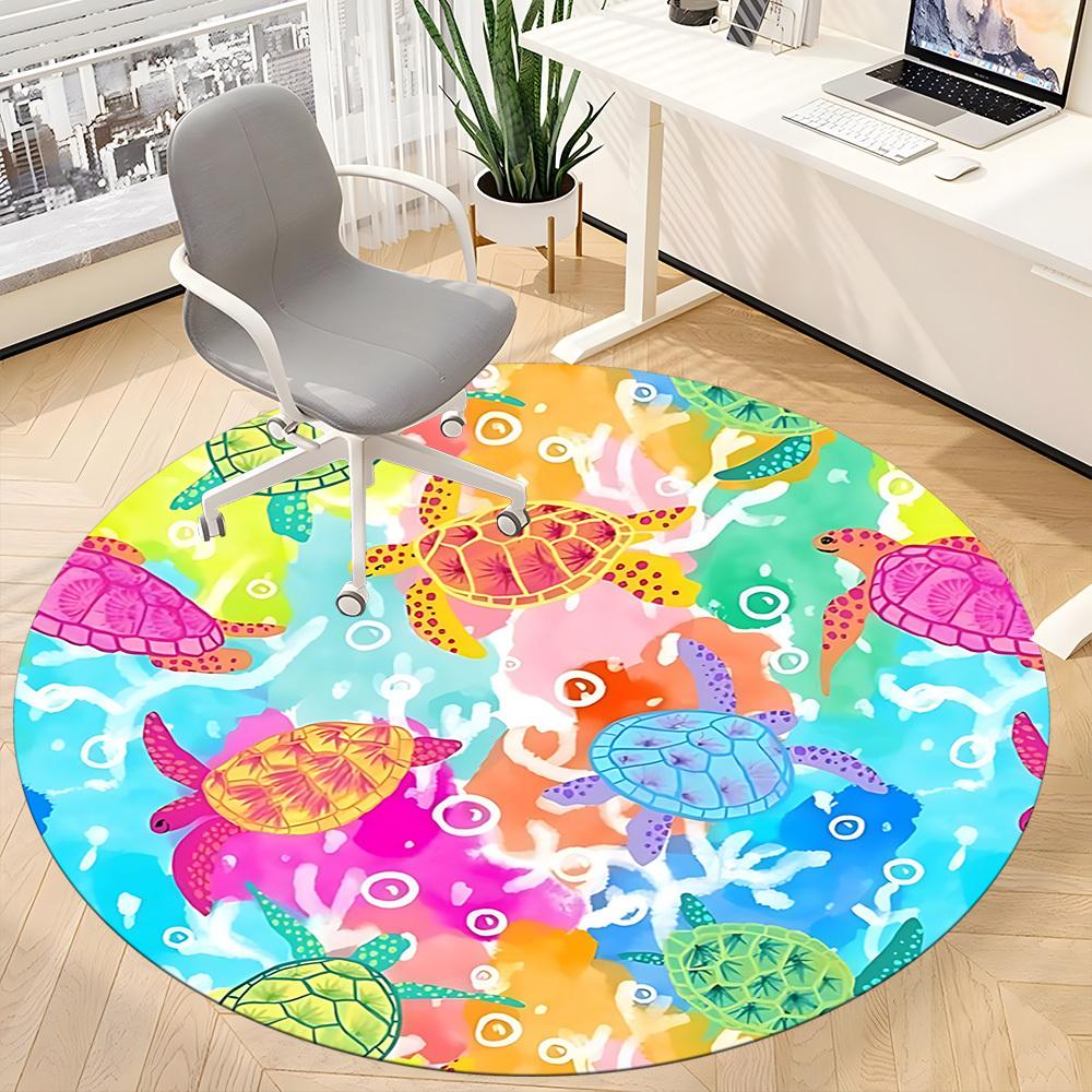 1pc Turtles, Ocean Chair Carpet for Office, Non slip, Soft and Durable Office Rug