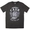 Men's Johnny Cash Walk The Line Boots Stone Wash T-shirt Large Charcoal Grey