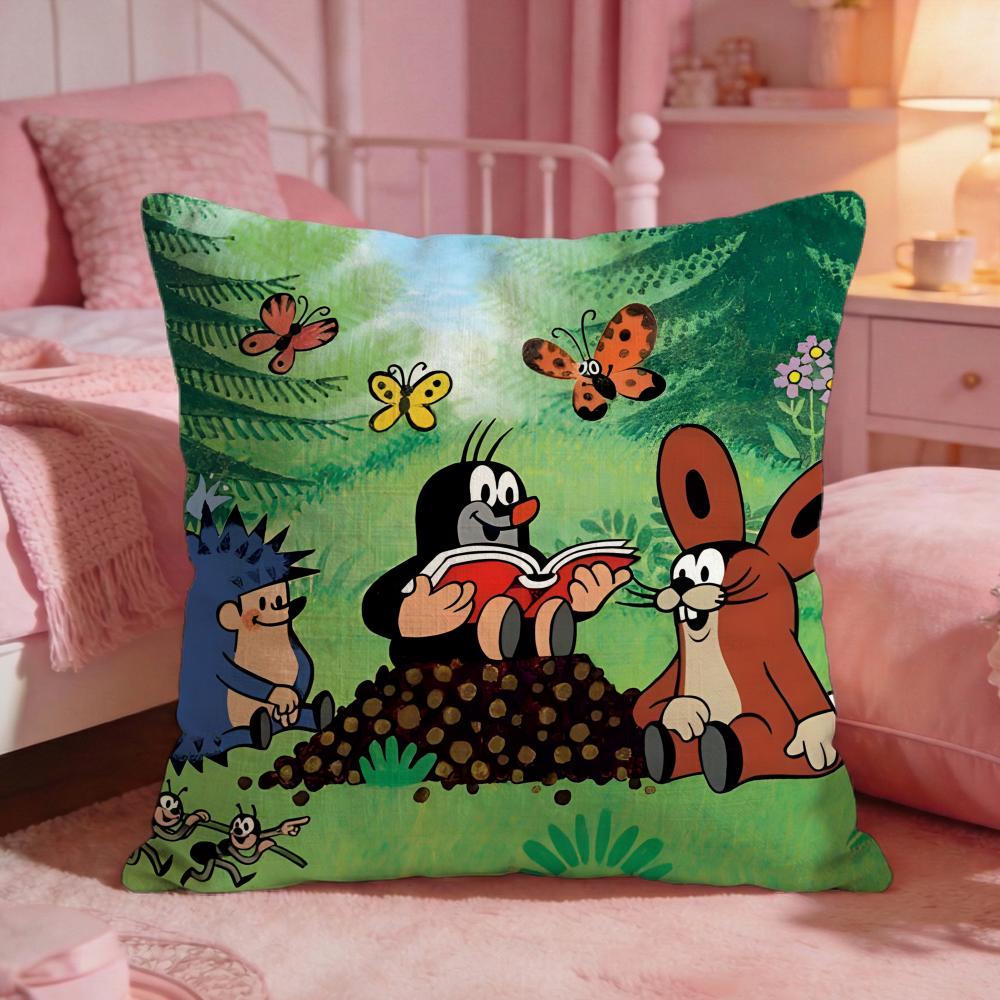 TThe Little MoleS Anime Cushion Cover Premium Comfort Reversible Pillow Cove Two In One Design For Any Room Car Interior