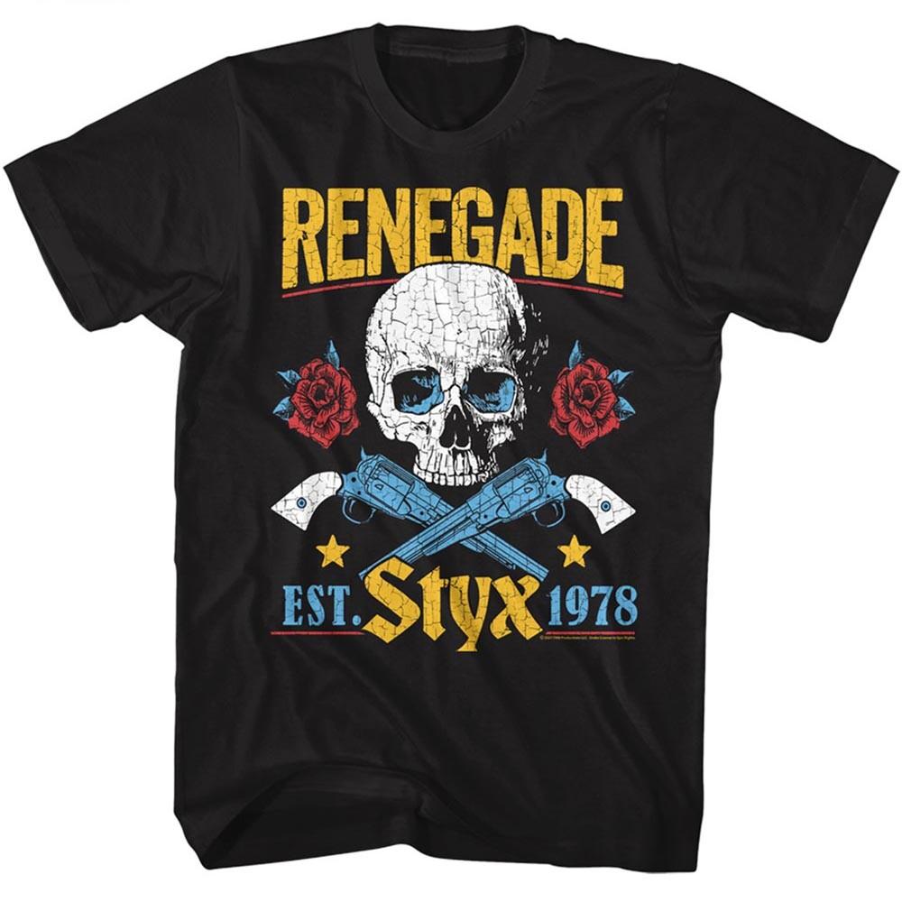 STYX Mens New T-Shirt Music 1978 Renegade Tour Licensed Black Cotton SM5XL Unisex T-Shirt XXXL