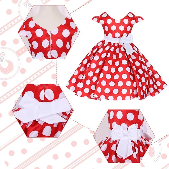 Mouse Costume for Polka and Great for Everyday Wear [Formemory] Kids, Cosplay, Halloween, Christmas, Dots, Skirt, Dress, Bag, Headband, 3-Piece Set,