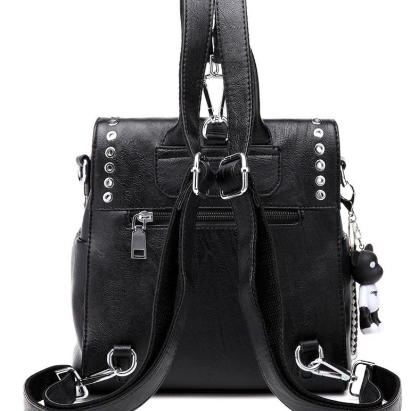 Luxury Women Genuine Leather Backpack Rivet Multifunctional Shoulder Bag Female Retro Travel Bag Teenage Girls Fashion Schoolbag