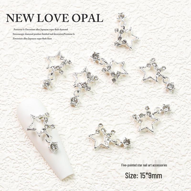 Gold & Silver Alloy Star Pendant Nail Art Accessory