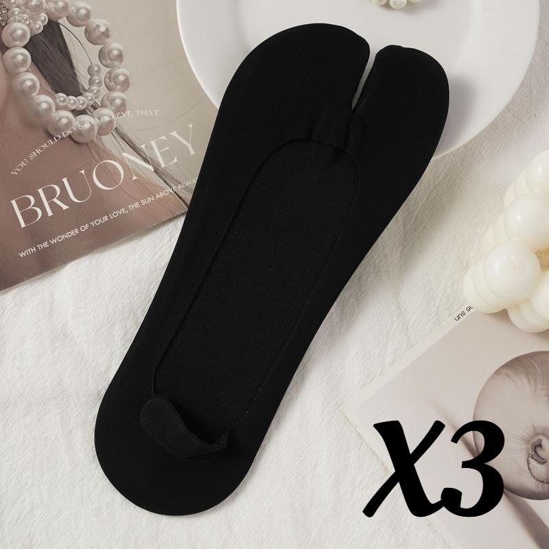 1/3 Pairs Women's Toe Splitting Invisible Boat Socks Ice Silk Non-Slip Low Cut Thin Breathable Sweat Absorbing Socks