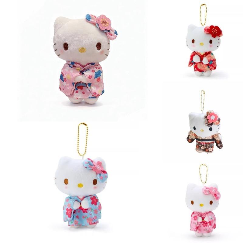 Japanese Style Ooku Mount Kimono Fuji Hello Kitty Pink Sakura Plush Doll Pendant Cute Wafuku Kitty Cat Soft Small Accessory