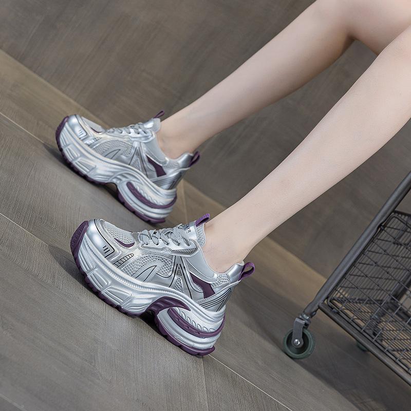 Women's Petite Mesh Breathable Platform Sneakers, Summer 2025 Fashion Casual Sport Shoes