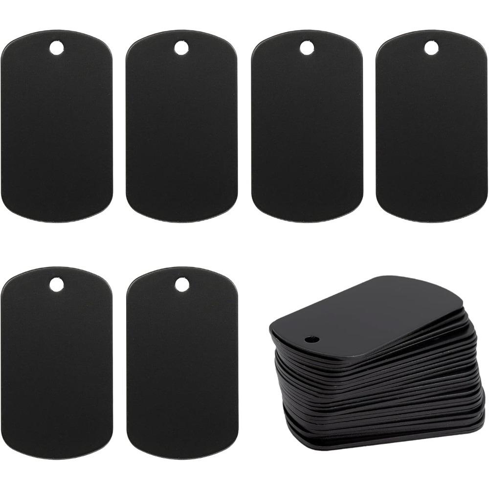 25pcs Stamping Blank Dog Tags - Black Anodized Aluminum Engraving Blanks, Metal Tags for Personalized Engraving