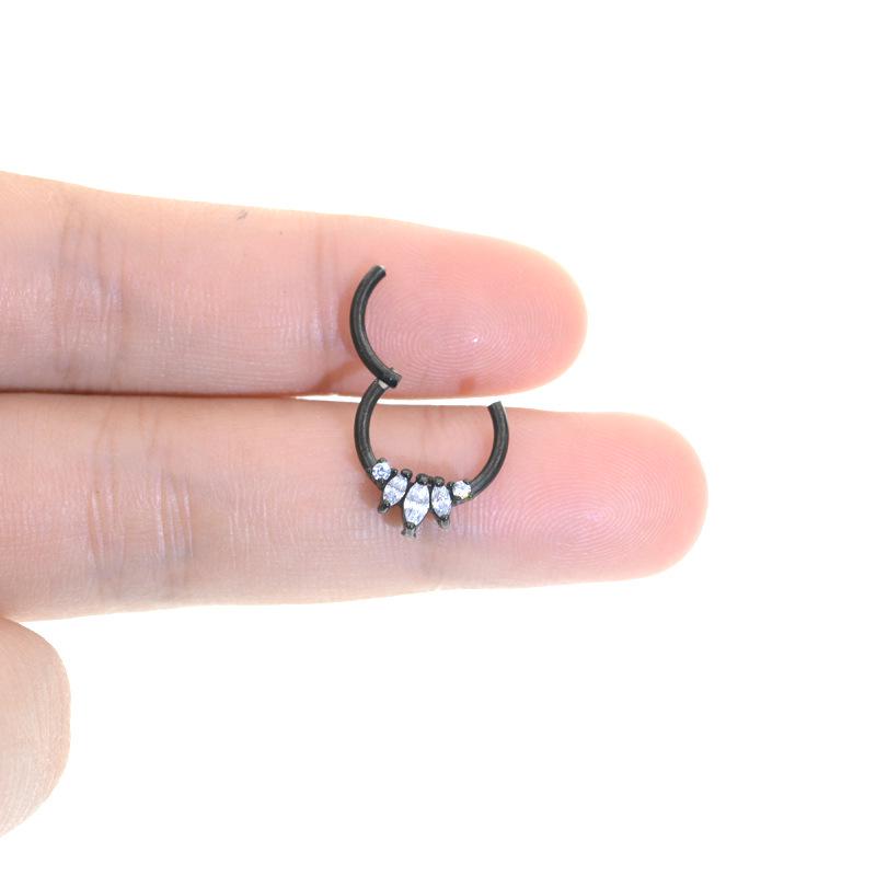 316L Stainless Steel Zircon Crown Nose Hoop Jewelry