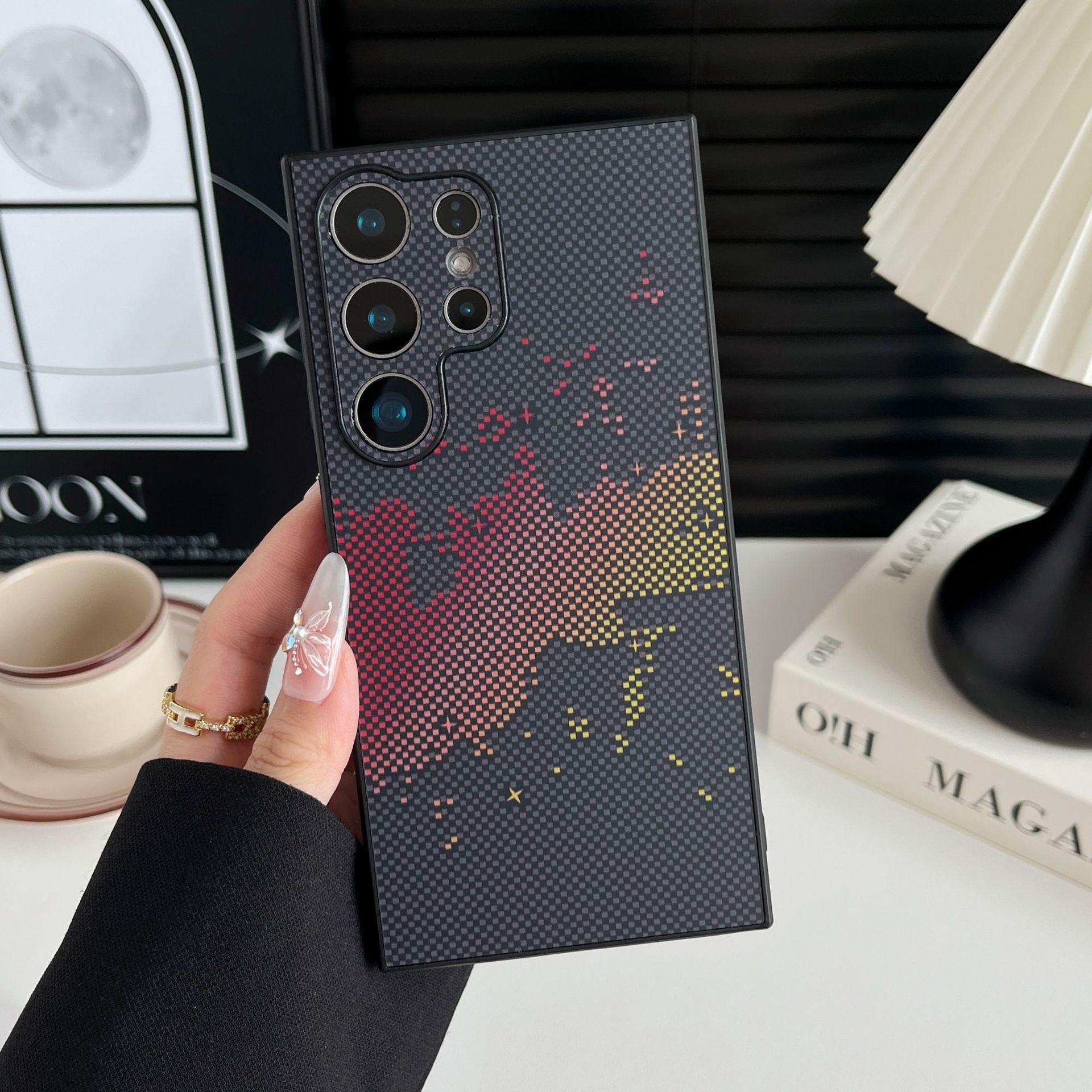 

Чехол для мобильного телефона Samsung S25 Ultra S24U с узором из кевларового углеродного волокна, магнитный, впитывающий пот, Samsung S23, устойчивый к царапинам Galaxy S24 Ultra