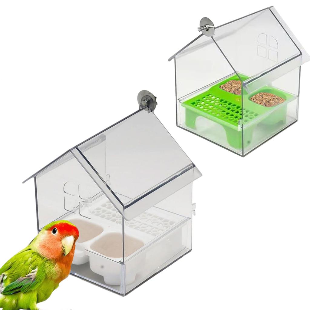 Removable External Parrot Feeder For Outdoor Use, Bird Feeder House, Transparent Bird Bath, Easy To And Clean