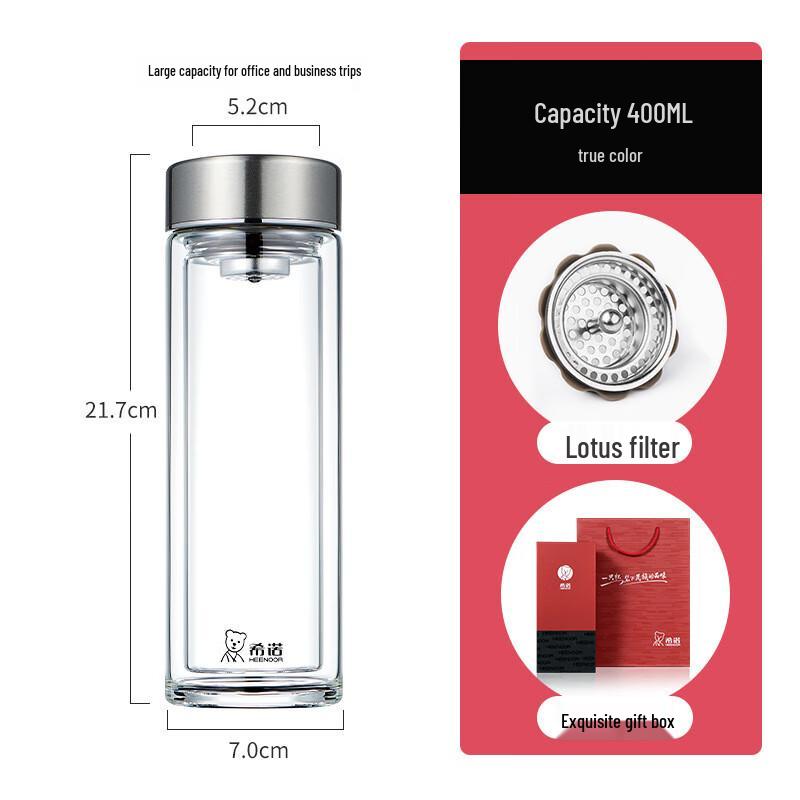 

Heenoor Double Wall Portable Glass Mug