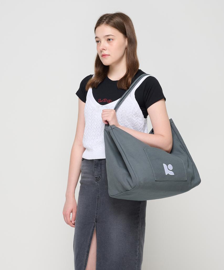 Roidesrois Canvas Pocket Tote Shoulder Bag (Charcoal)