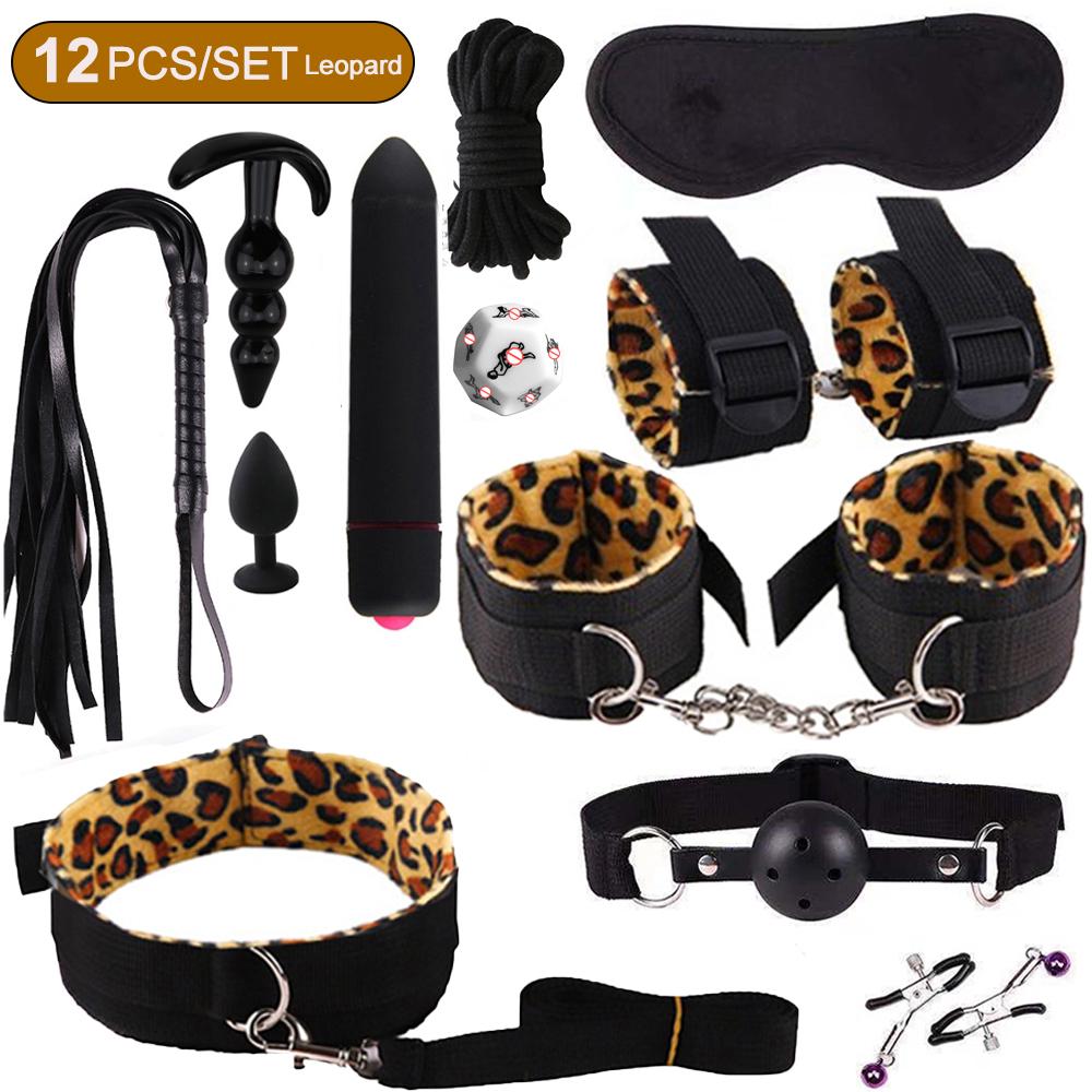 BDSM Adult SM Sex Products Kits Bondage Gear Collar Butt Oral Erotic Bundle Sex Game for Couple  Vibrator Female Sexulae Toy 18