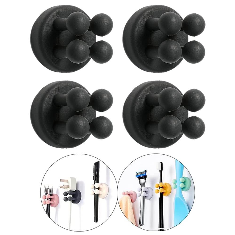 

4Pcs Silicone Toothbrush Holder Razor Holder Multi-Function Hook Waterproof Self Adhesive Hook Plug Holder for Bathroom Kitchen
