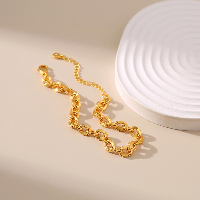 Bracciale a Catena O Placcato Oro 18k Stile Ins Europeo Americano Gioielli di Moda da Donna