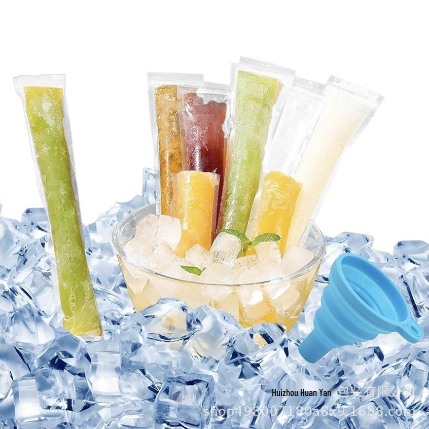 Homemade Slushy Disposable Food-Grade Popsicle Zipper Bags - Transparent Plastic 60*220mm Single Popsicle Bag
