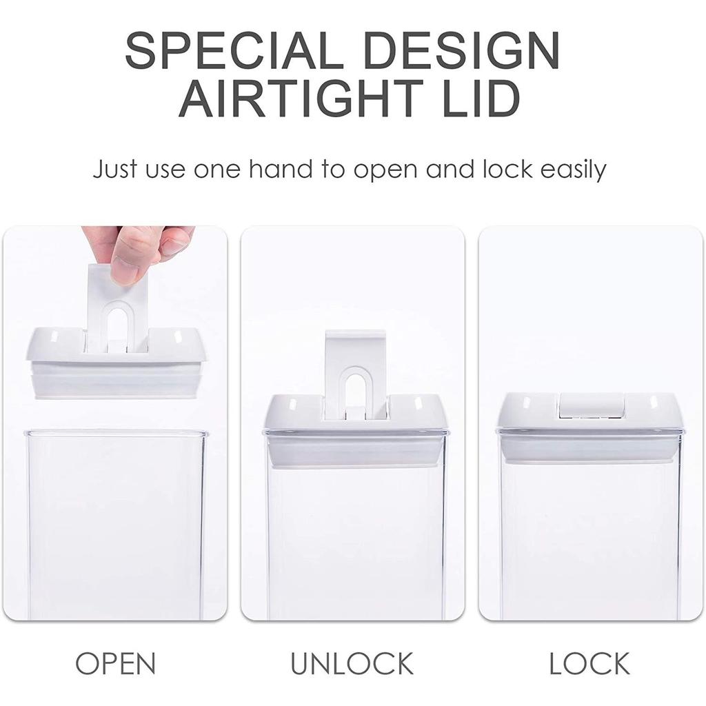 Airtight Food Storage Containers, 7 Pieces BPA Free Plastic Cereal Containers with Easy Lock Lids, Include 24 Labels
