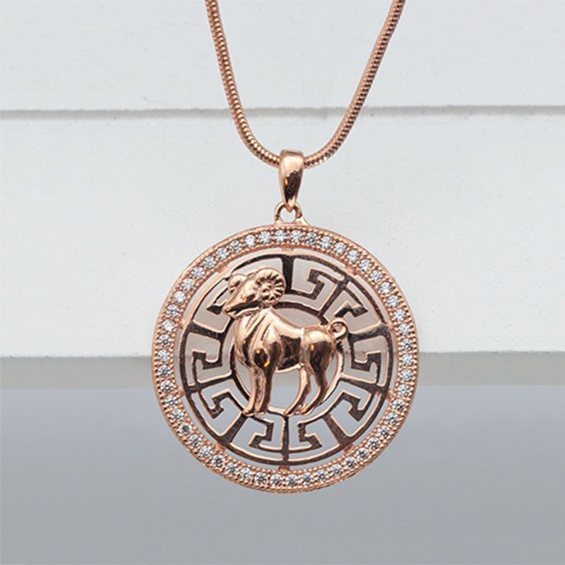 Purple Gold-Plated Rose Gold 18K Leo Pendant Twelve Constellations Classic