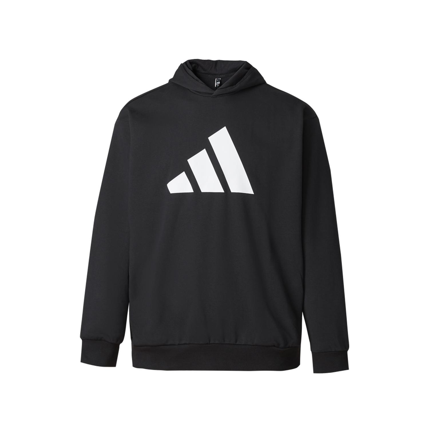 Adidas Letter Logo Printed Hoodie, Unisex Soft Breathable Sports Casual Long Sleeve Hooded Sweatshirt Black JN4857 L
