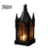 Decorative Desk Accessory Gothic Cathedral LED Candle Lantern, Church Shaped Flameless Tealight Lamp, Versatile Shelf Statue Spooky Vintage