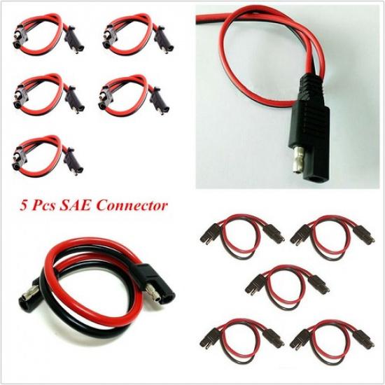 5PC 2-Pin Way Car Wiring Quick Connect Disconnect 18 Gauge Harness SAE Connector