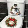 Seasonal Toilet Sticker Christmas Snowman Wreath Sticker Peel And Stick Bathroom Decor Decal Decal Removable Waterproof Lid Wall for Holiday